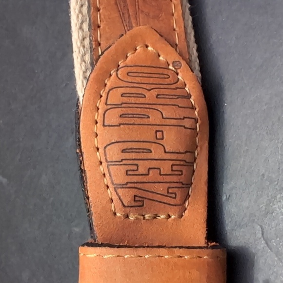 Zep-Pro ,Men's Tan/ Brown Leather/Woven Belt with Fish Details,Size 42. - Picture 3 of 10